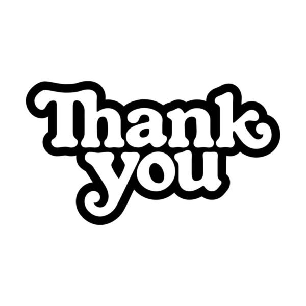 THANK YOU THANK YOU LOGO STICKER - 20 PACK WHITE
