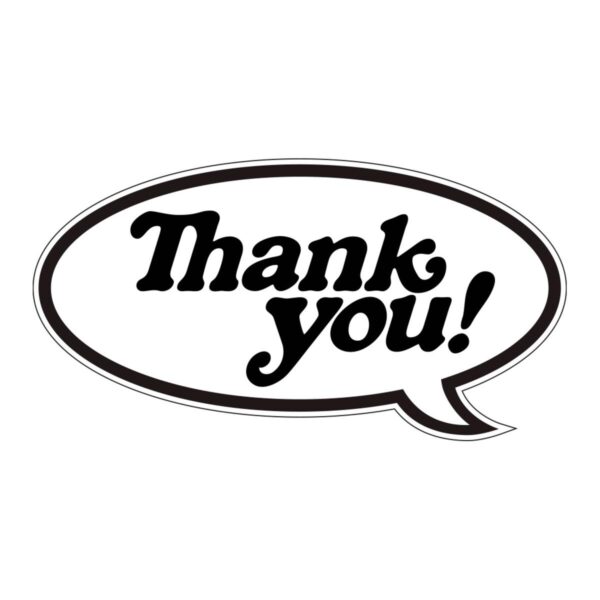 THANK YOU BUBBLE STICKER - 20 PACK WHITE