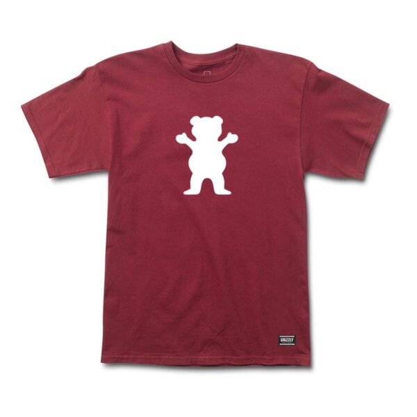 GRIZZLY OG Bear S/S Tee BURGUNDY/WHITE