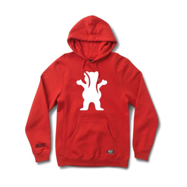 GRIZZLY OG Bear Hoodie RED/WHITE
