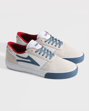 Alternative view of LAKAI MANCHESTER WHITE SUEDE NAVY PERF