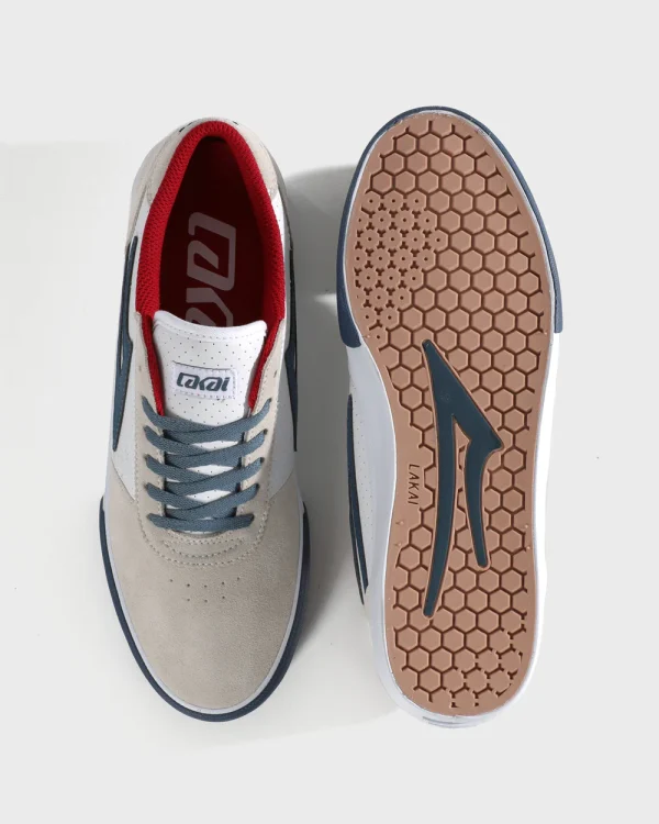 LAKAI MANCHESTER WHITE SUEDE NAVY PERF - 画像 (3)