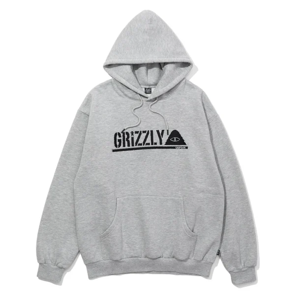 GRIZZIYxPOLER STAMP EMB HOODIE HEATHER GREY