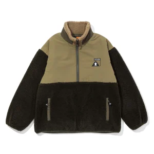 GRIZZIYxPOLER JACQUARD SHERPA ANORAK OLIVE/BEIGE