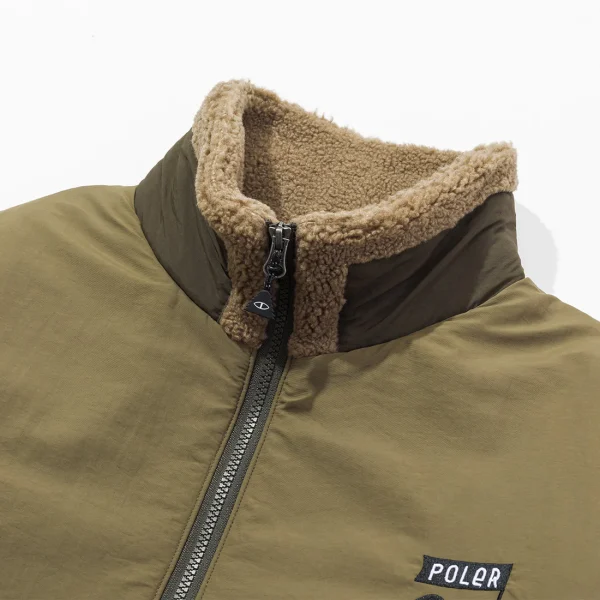 GRIZZIYxPOLER JACQUARD SHERPA ANORAK OLIVE/BEIGE - 画像 (3)