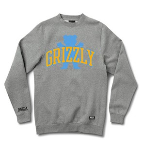 GRIZZLY STAMP BEAR CREW GREY BLUE