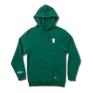 GRIZZLY OG Bear Embroidered Hoodie FOREST GREEN/ WHITE