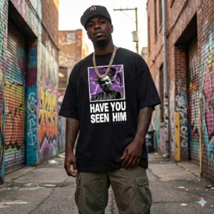 Alternative view of Have You Seen Him Tee - Black